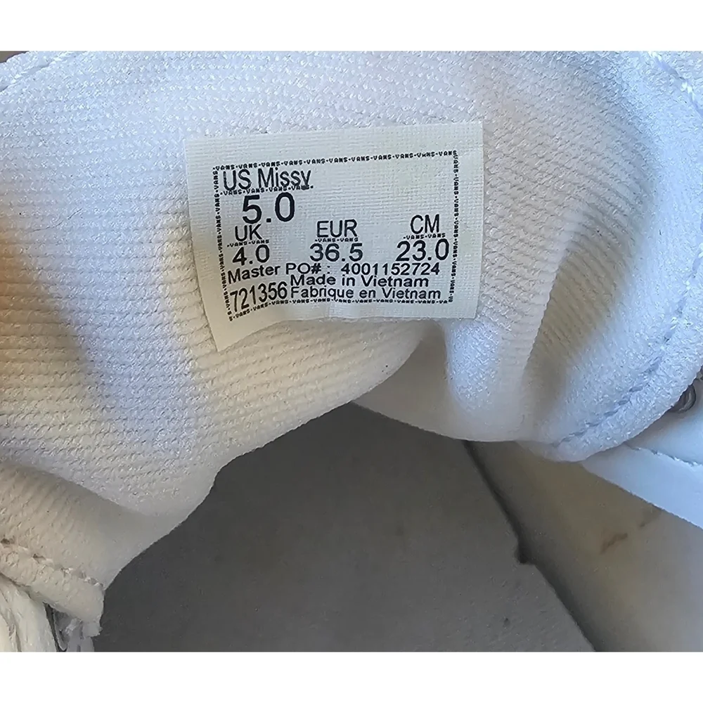Vans Ward Youth Girls Low Top All White Sneakers Size 5